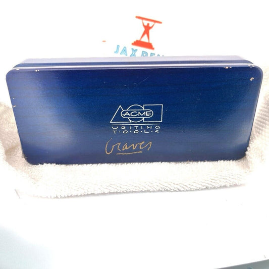 ACME Studio “GRID” RB Pen SIGNED by Architect MICHAEL GRAVES - NEW PEN IN BLUE WOODEN BOX