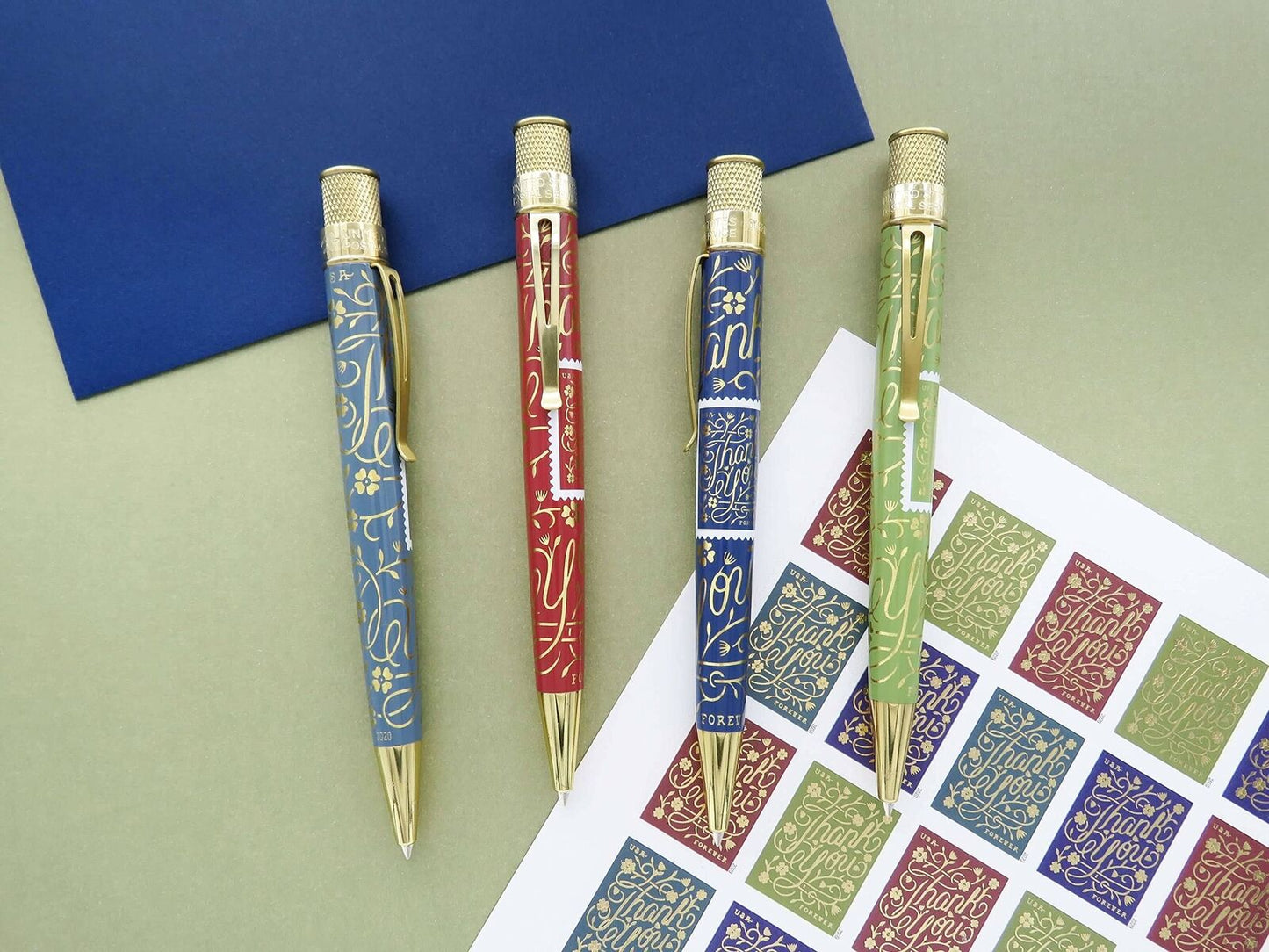 Retro 51 "Thank You" USPS Stamp Blue Gray Rollerball Pen