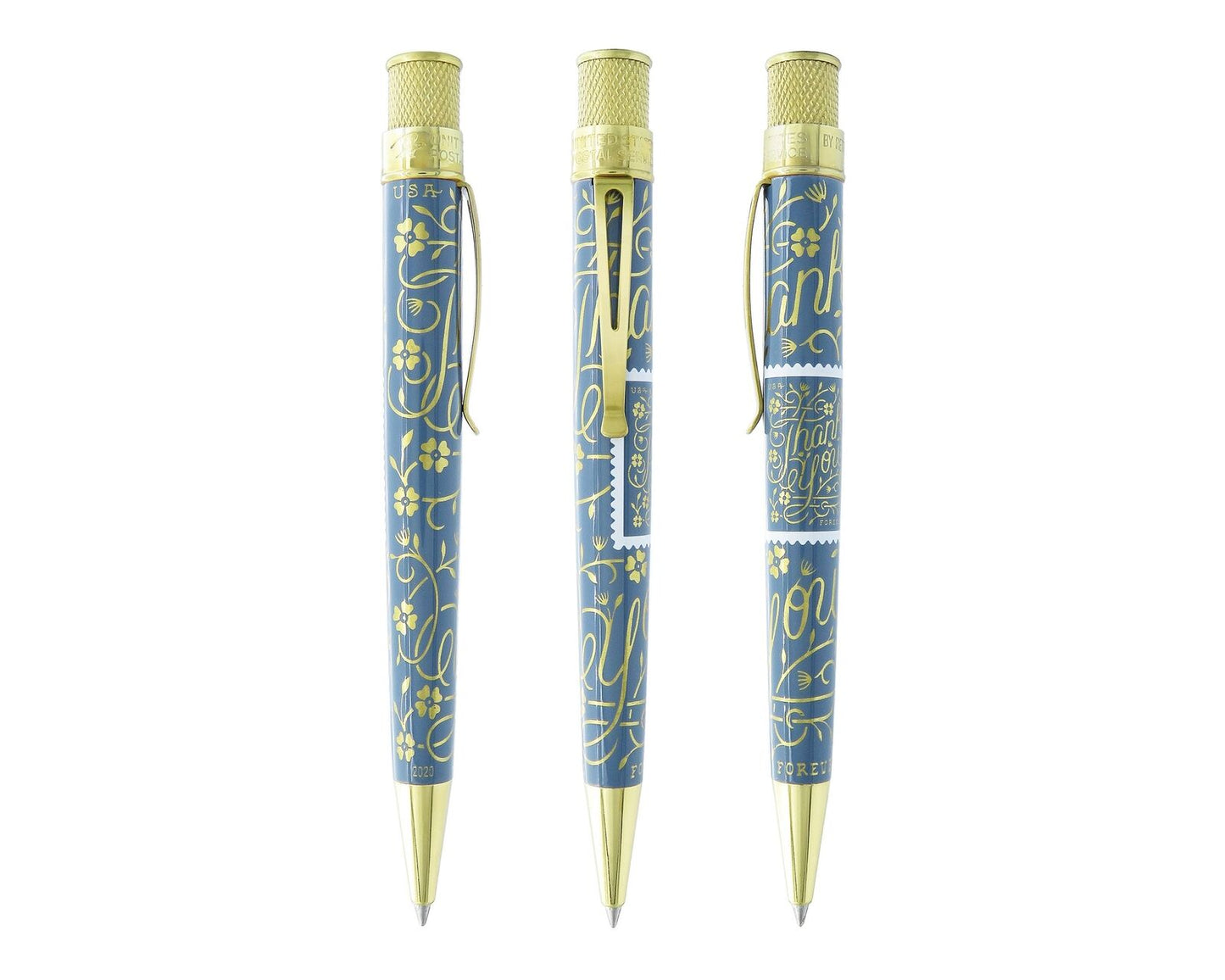 Retro 51 "Thank You" USPS Stamp Blue Gray Rollerball Pen