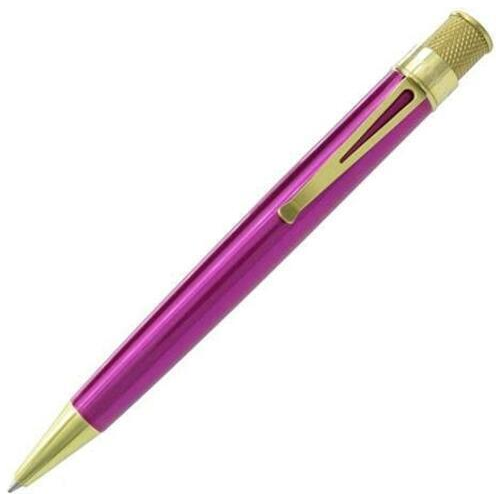 Retro 51, Classic Rollerball Pen with Brass Accents, Pink (VRR-B1313)