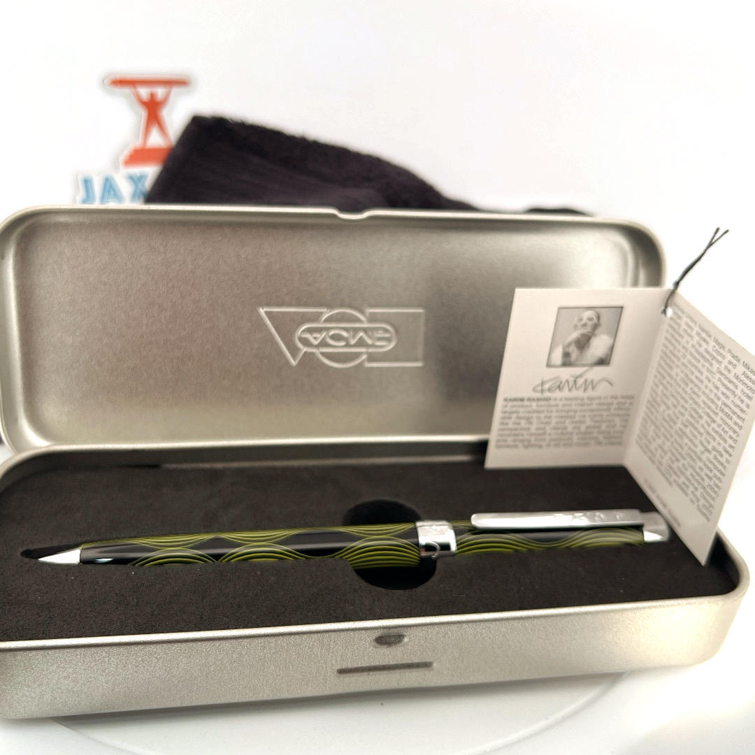 ACME Studios' "STRIPY - BLACK GREEN" Color Test Rollerball Pen