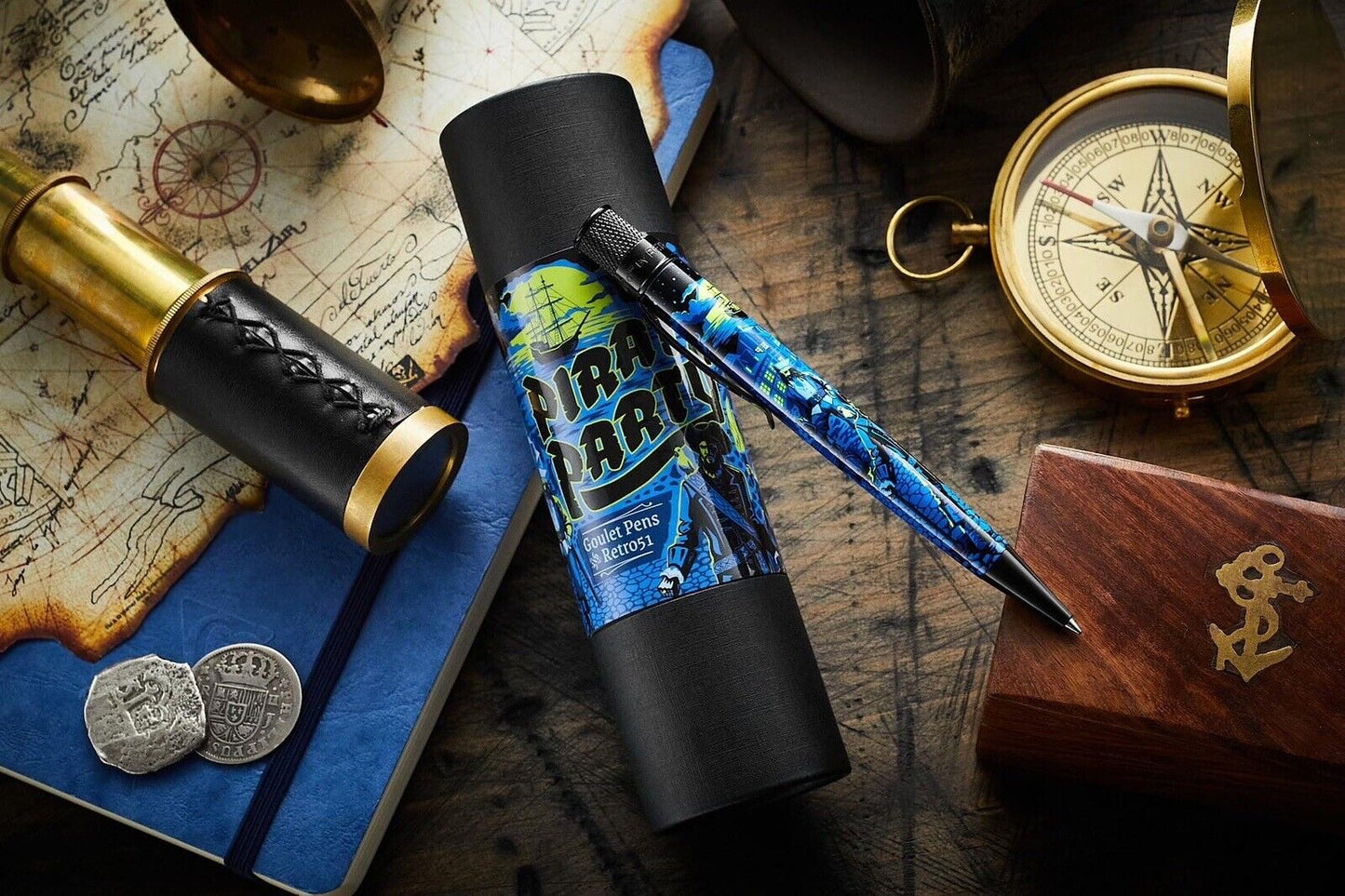 Retro 51 'PIRATE PARTY' GID Rollerball Pen Sealed AND #'D