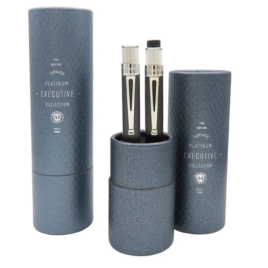 Retro 51 Pen and Pencil Set Black Nickel Platinum