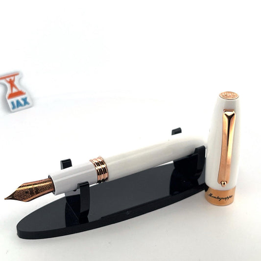 MONTEGRAPPA Fortuna White Fountain Pen w/ Rose Gold Trim - NEW in Original Box