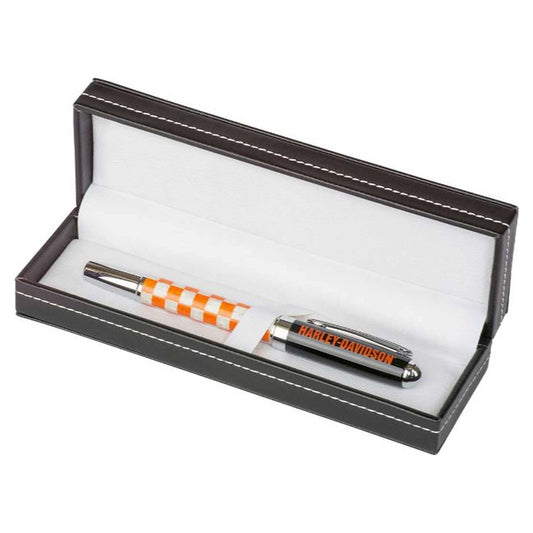 Harley-Davidson Checkered Orange Pen with Black Gift Box