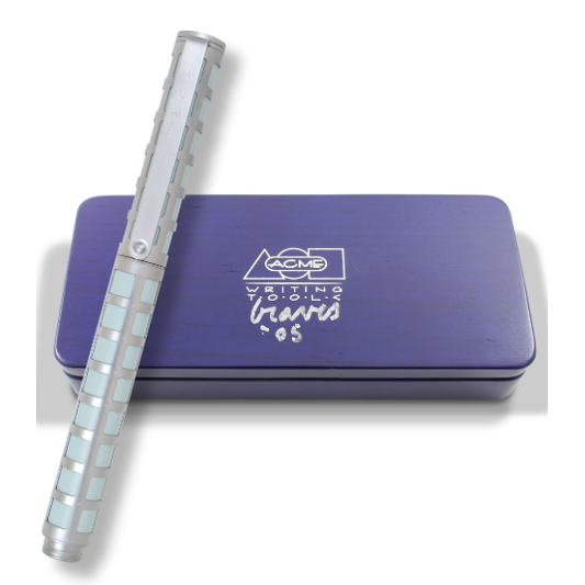 ACME Studio “GRID” RB Pen SIGNED by Architect MICHAEL GRAVES - NEW PEN IN BLUE WOODEN BOX