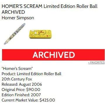 Full Set of all 8 Homer Pens - each an Artist Proof - New w/ Simpsons Yellow Tin