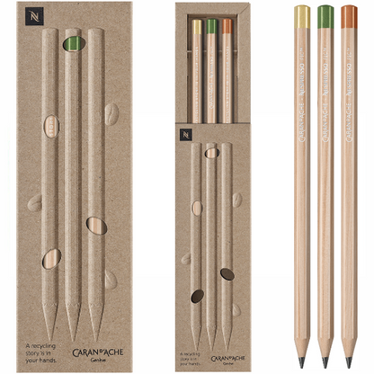 Caran d’Ache Nespresso Pencil in Cedar Wood- Set of 3 - NEW