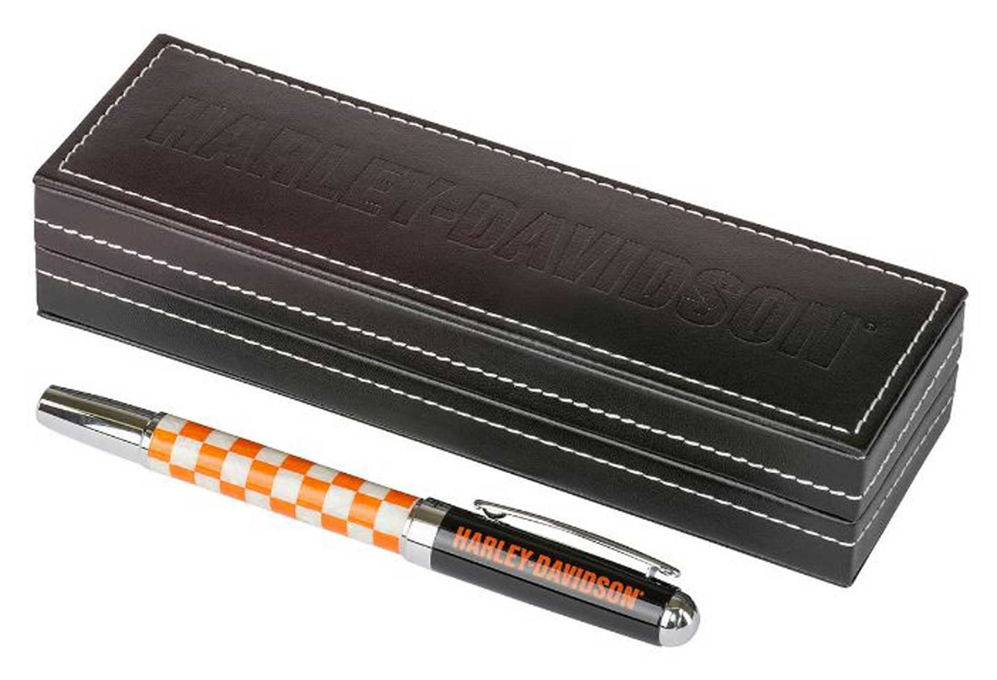 Harley-Davidson Checkered Orange Pen with Black Gift Box