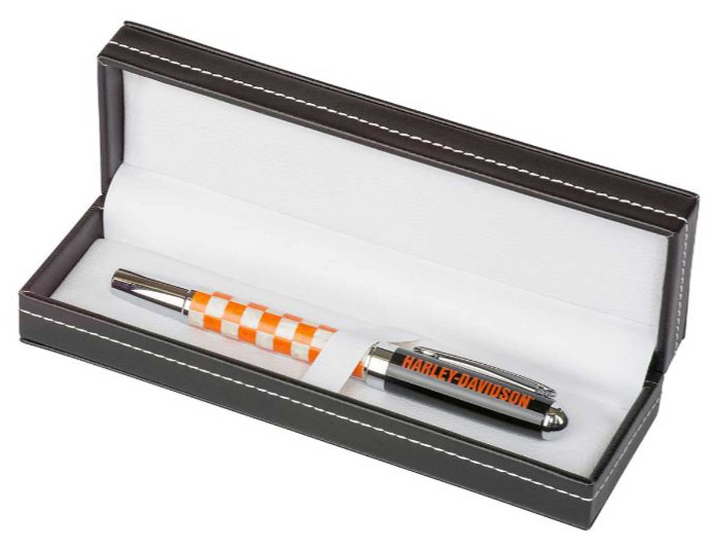 Harley-Davidson Checkered Orange Pen with Black Gift Box