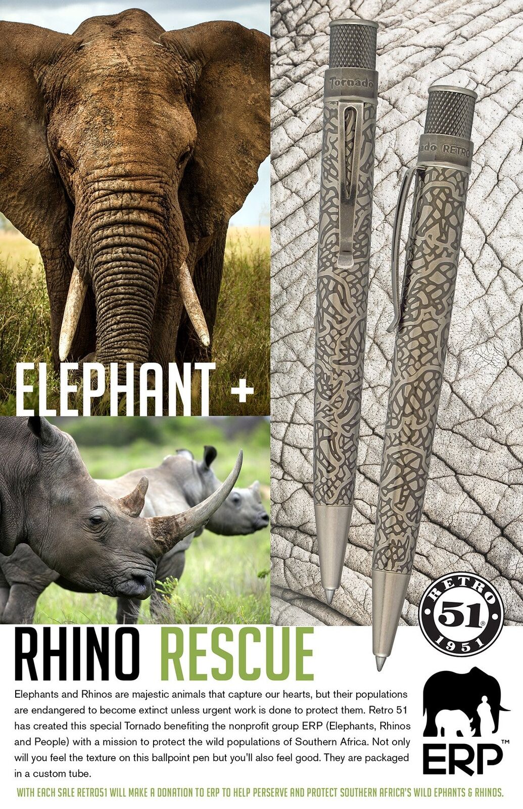 Retro 51 Elephant & Rhino Rescue Series,  LE NEW Sealed VBP-1734