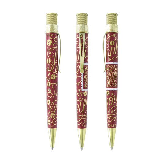 Retro 51 Tornado Rollerball Pen U.S. Postal Service Thank You Stamp Soft Maroon