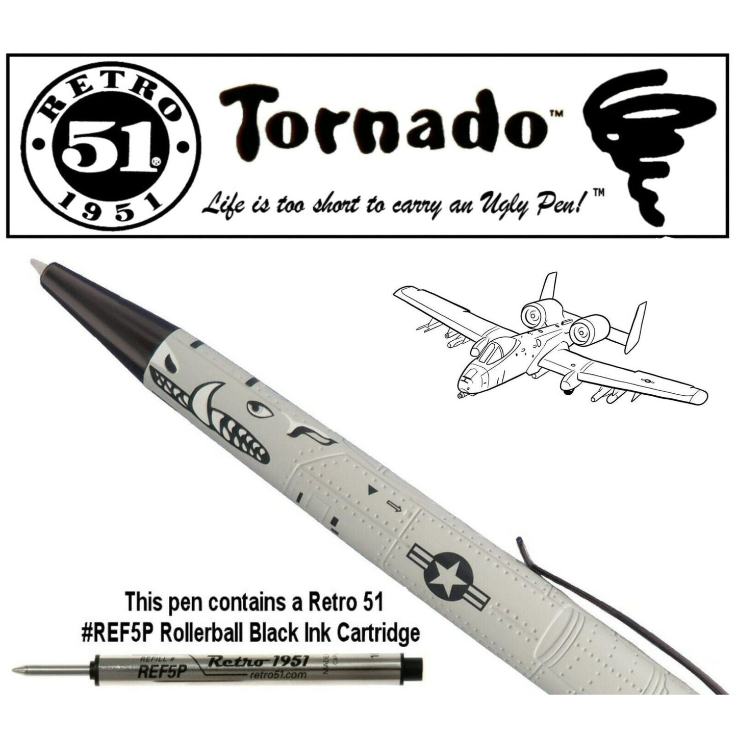 Retro 51 Metalsmith Series #VRR-2481 / A-10 Warthog Rollerball Pen