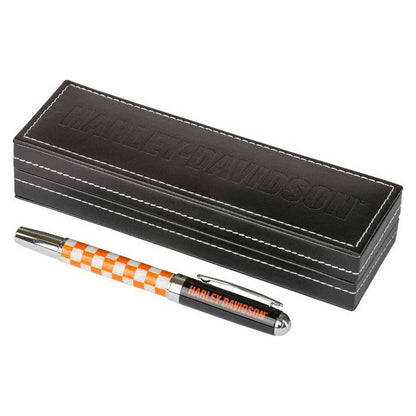 Harley-Davidson Checkered Orange Pen with Black Gift Box