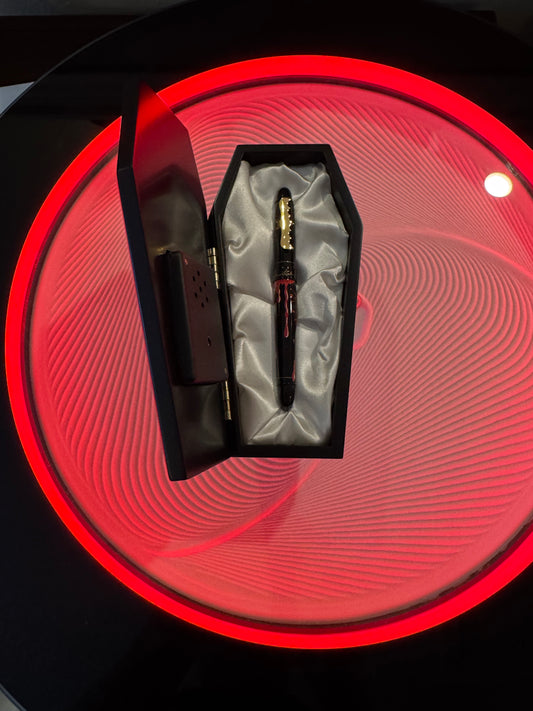 ACME Studios Dracula Rollerball Pen with Display Book & Display Coffin – Rare!