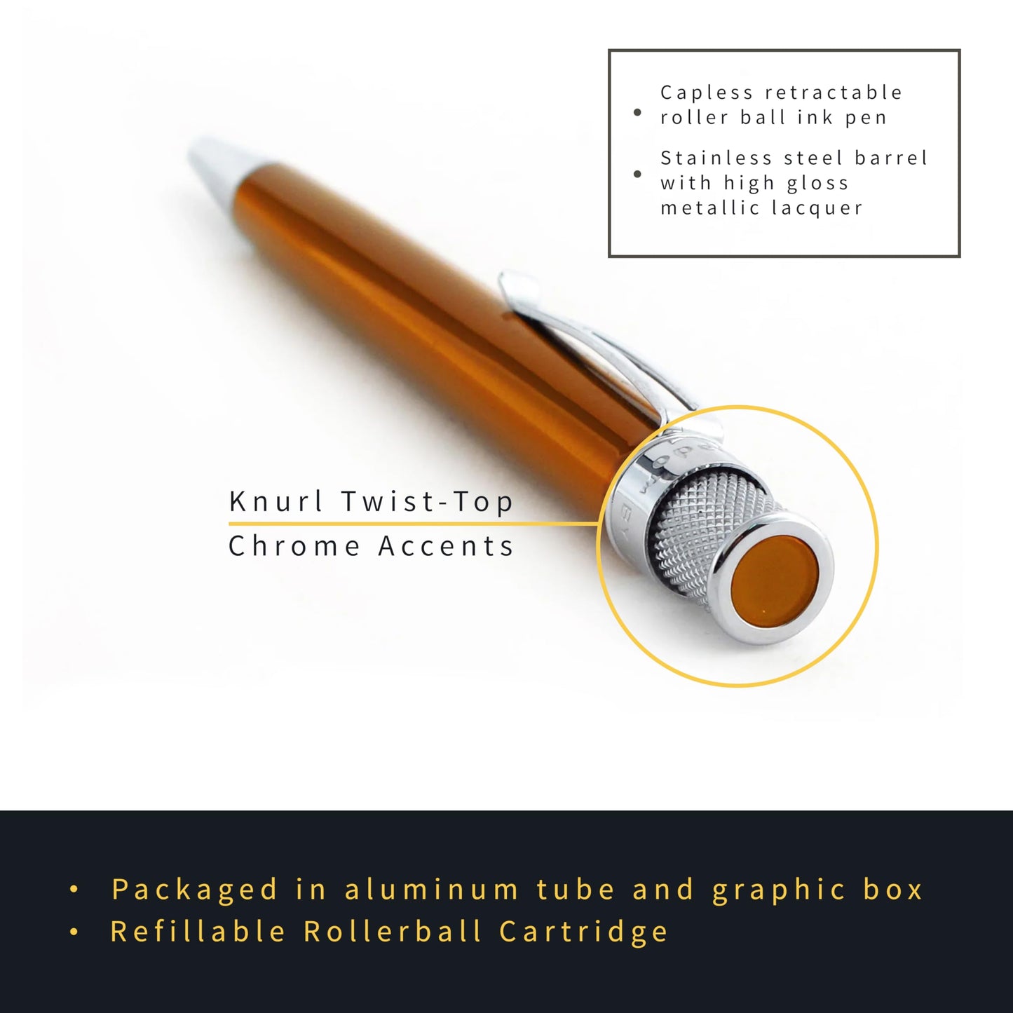 Retro 1951 Tornado™ Classic Lacquer Rollerball Pen - Orange - New Sealed Tube